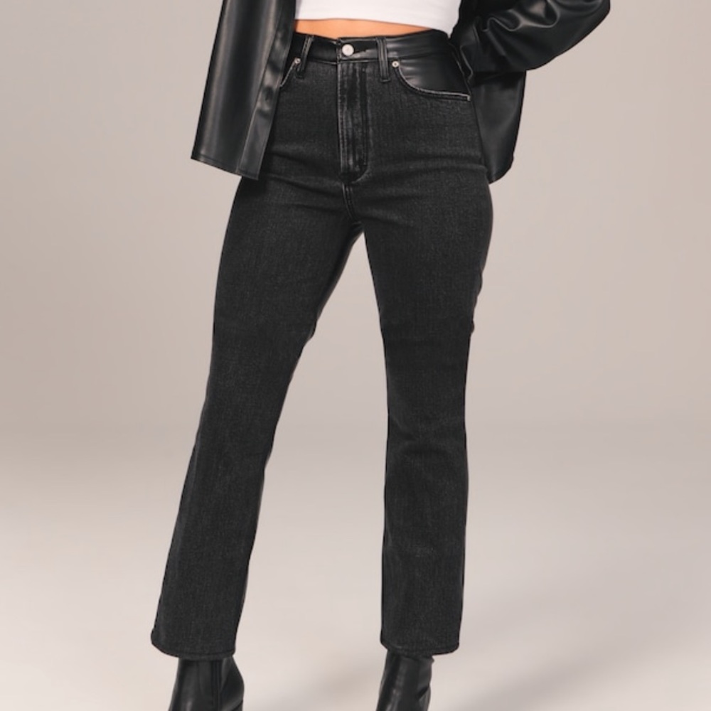 NWT Abercrombie Curve Love The Ankle Straight Ultra High Rise Half Vegan Leather